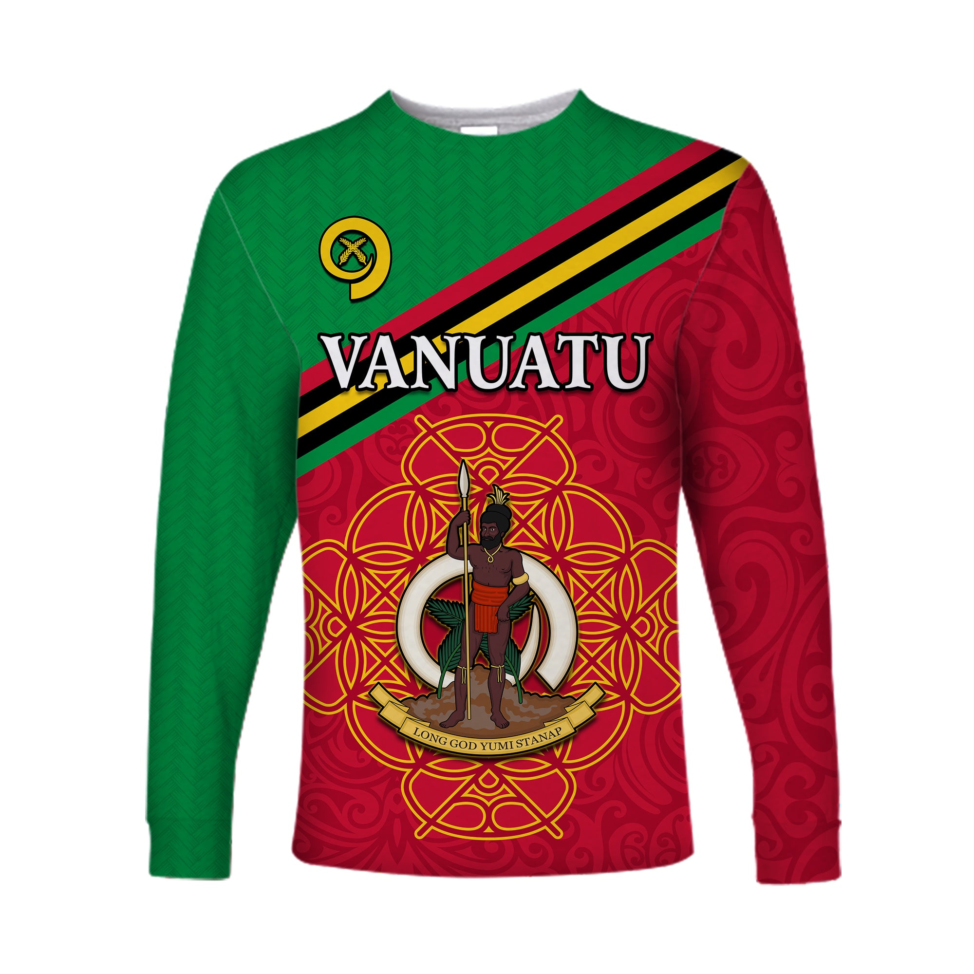 Vanuatu Long Sleeve Shirt Pattern Sand Drawing LT13 Unisex Red - Polynesian Pride