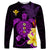 (Custom Personalised) Hawaii Turtle Long Sleeve Shirt Hawaiian Flowers Version Purple Elegant LT13 - Polynesian Pride
