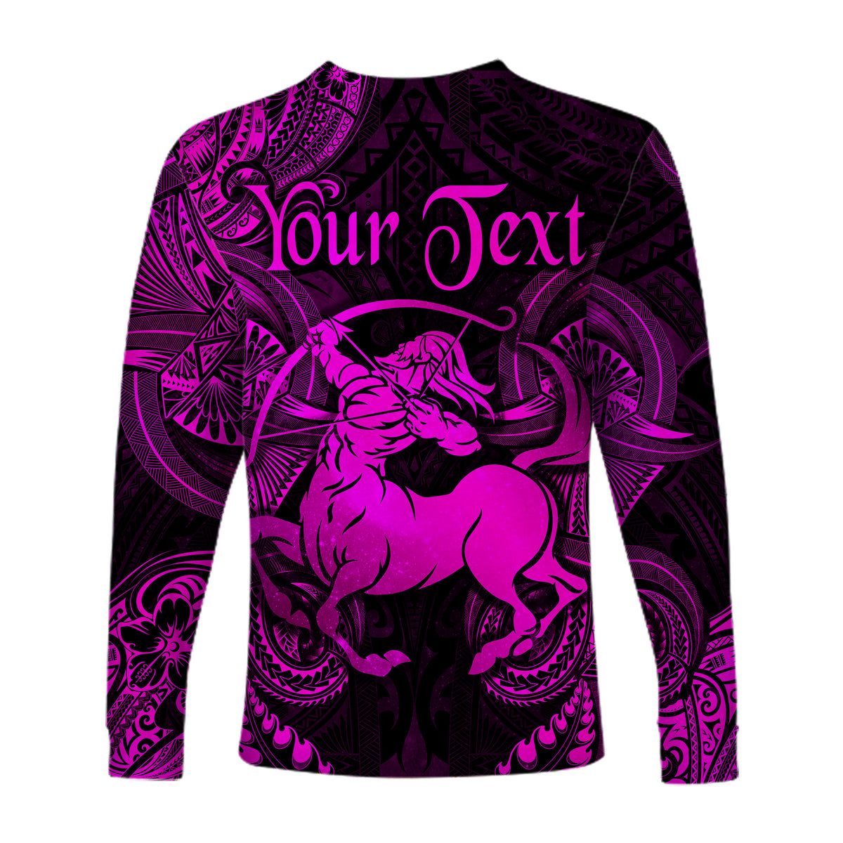 (Custom Personalised) Sagittarius Zodiac Polynesian Long Sleeve Shirt Unique Style - Pink LT8 - Polynesian Pride