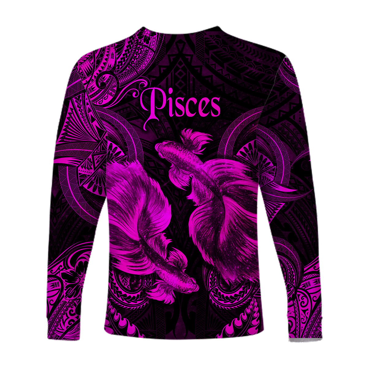 Pisces Zodiac Polynesian Long Sleeve Shirt Unique Style - Pink LT8 - Polynesian Pride
