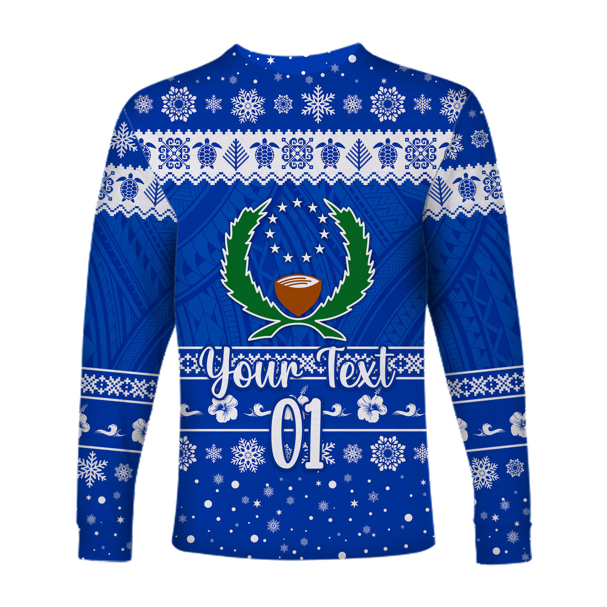 (Custom Personalised) FSM Pohnpei Christmas Long Sleeve Shirt Simple Style LT8 - Polynesian Pride