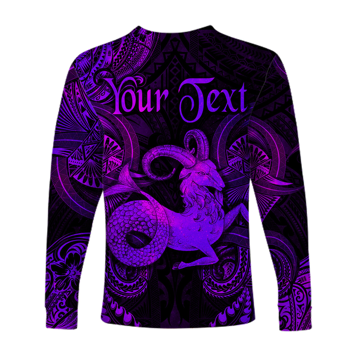 (Custom Personalised) Capricorn Zodiac Polynesian Long Sleeve Shirt Unique Style - Purple LT8 - Polynesian Pride