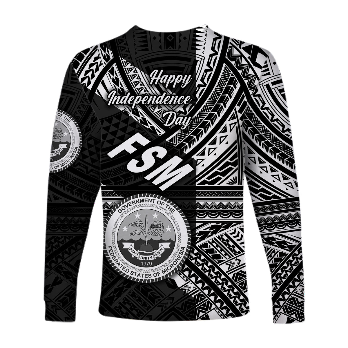 Federated States of Micronesia Long Sleeve Shirts FSM Happy Independence Day Original Vibes - Black LT8 - Polynesian Pride