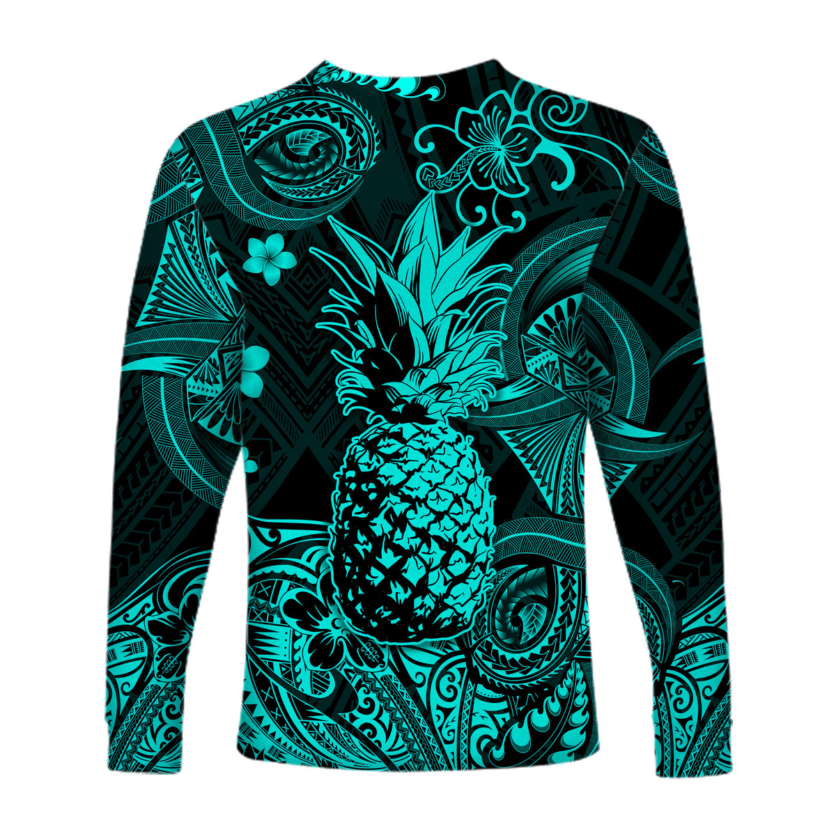 Hawaii Pineapple Polynesian Long Sleeve Shirt Unique Style - Turquoise LT8 - Polynesian Pride