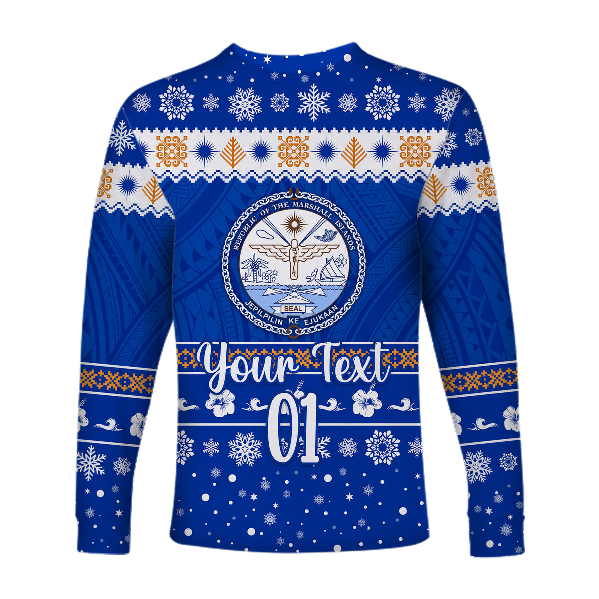 (Custom Personalised) Marshall Islands Christmas Long Sleeve Shirt Simple Style LT8 - Polynesian Pride