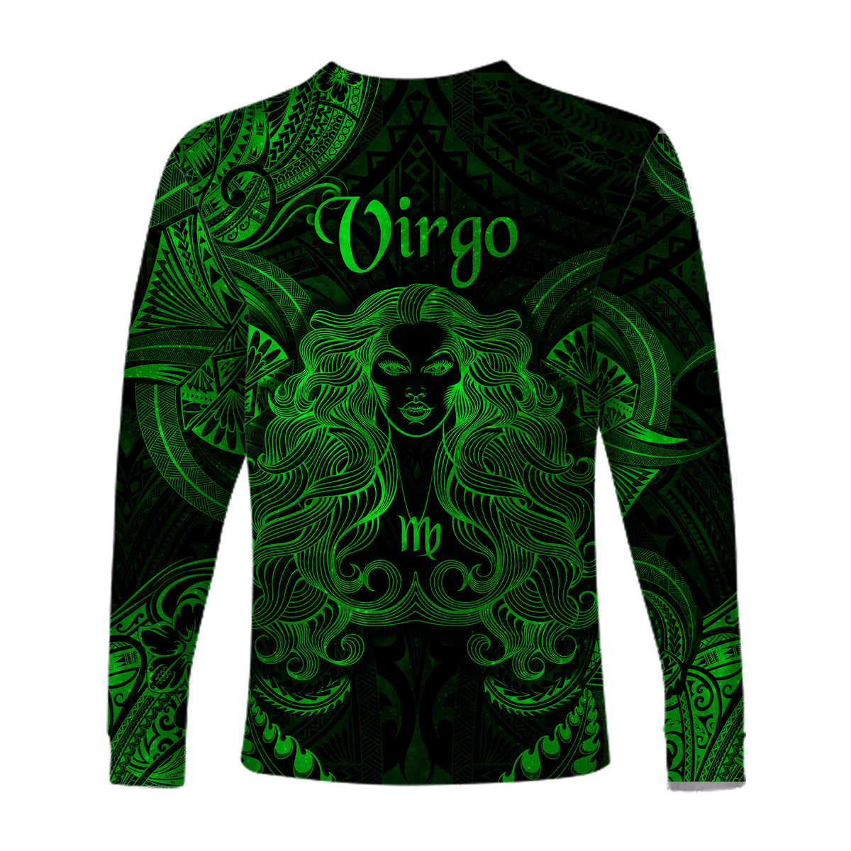 Virgo Zodiac Polynesian Long Sleeve Shirt Unique Style - Green LT8 - Polynesian Pride