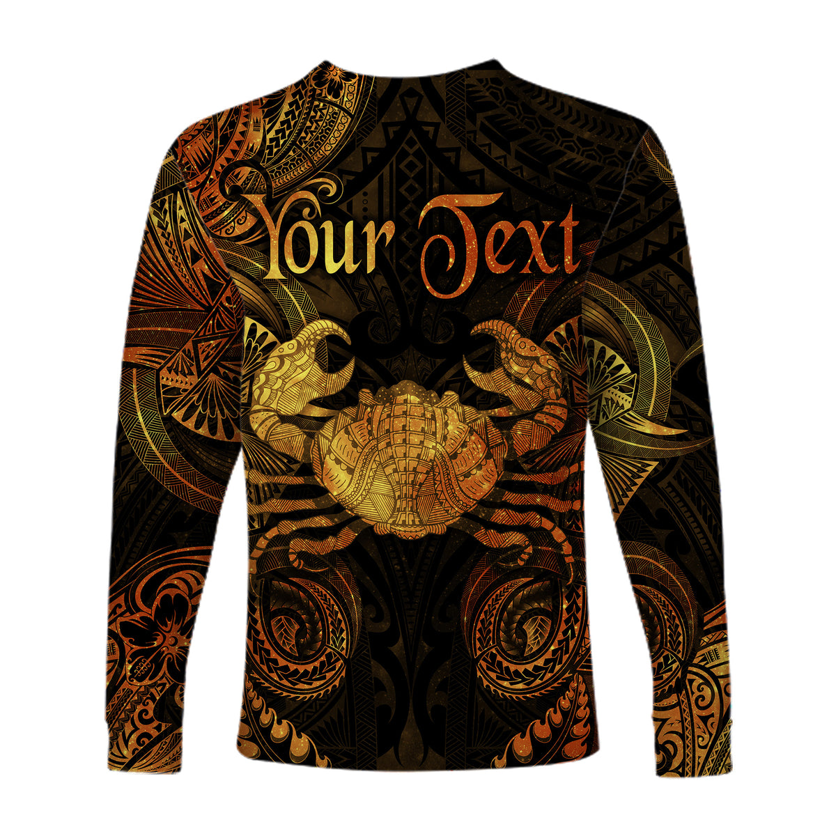 (Custom Personalised) Cancer Zodiac Polynesian Long Sleeve Shirt Unique Style - Gold LT8 - Polynesian Pride