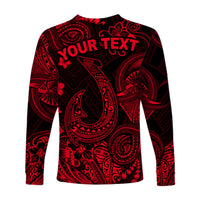 (Custom Personalised) Hawaii Fish Hook Polynesian Long Sleeve Shirt Unique Style - Red LT8 - Polynesian Pride