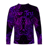(Custom Personalised) Virgo Zodiac Polynesian Long Sleeve Shirt Unique Style - Purple LT8 - Polynesian Pride