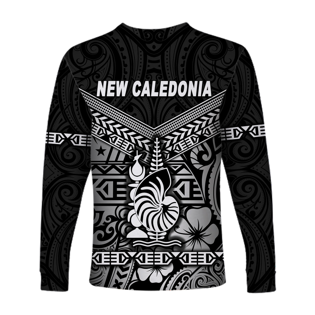 (Custom Personalised) New Caledonia Long Sleeve Shirts Simple Style - Black LT8 - Polynesian Pride