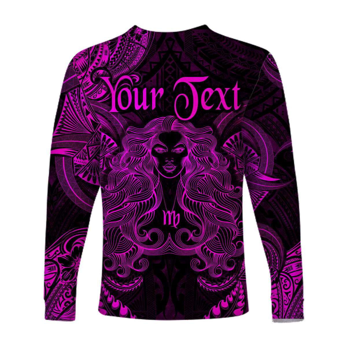 (Custom Personalised) Virgo Zodiac Polynesian Long Sleeve Shirt Unique Style - Pink LT8 - Polynesian Pride
