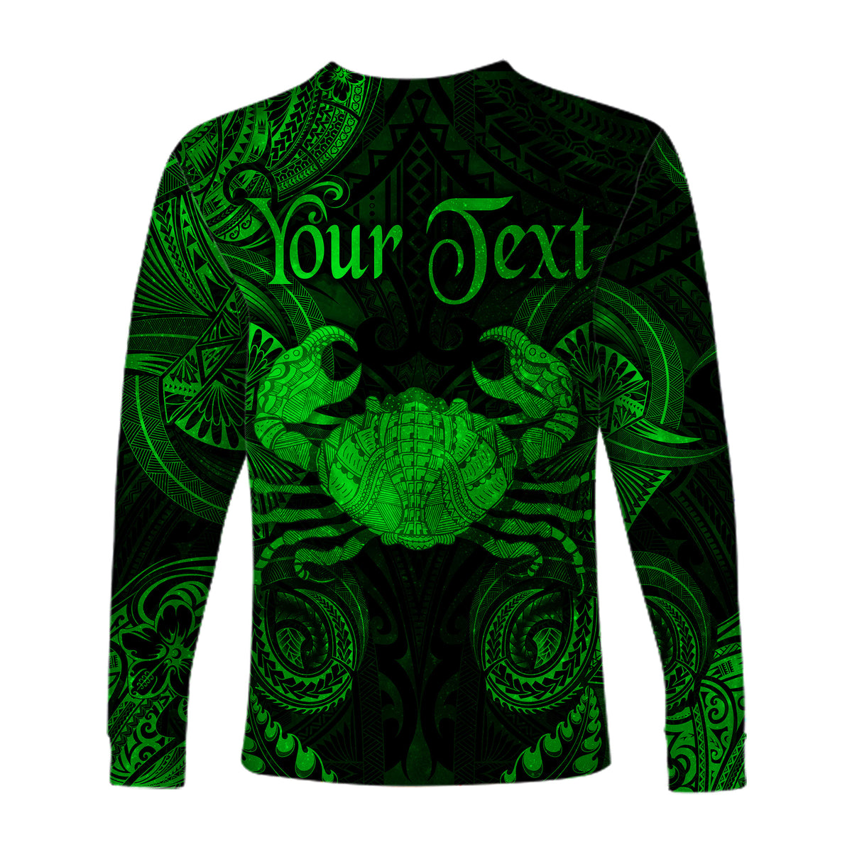 (Custom Personalised) Cancer Zodiac Polynesian Long Sleeve Shirt Unique Style - Green LT8 - Polynesian Pride