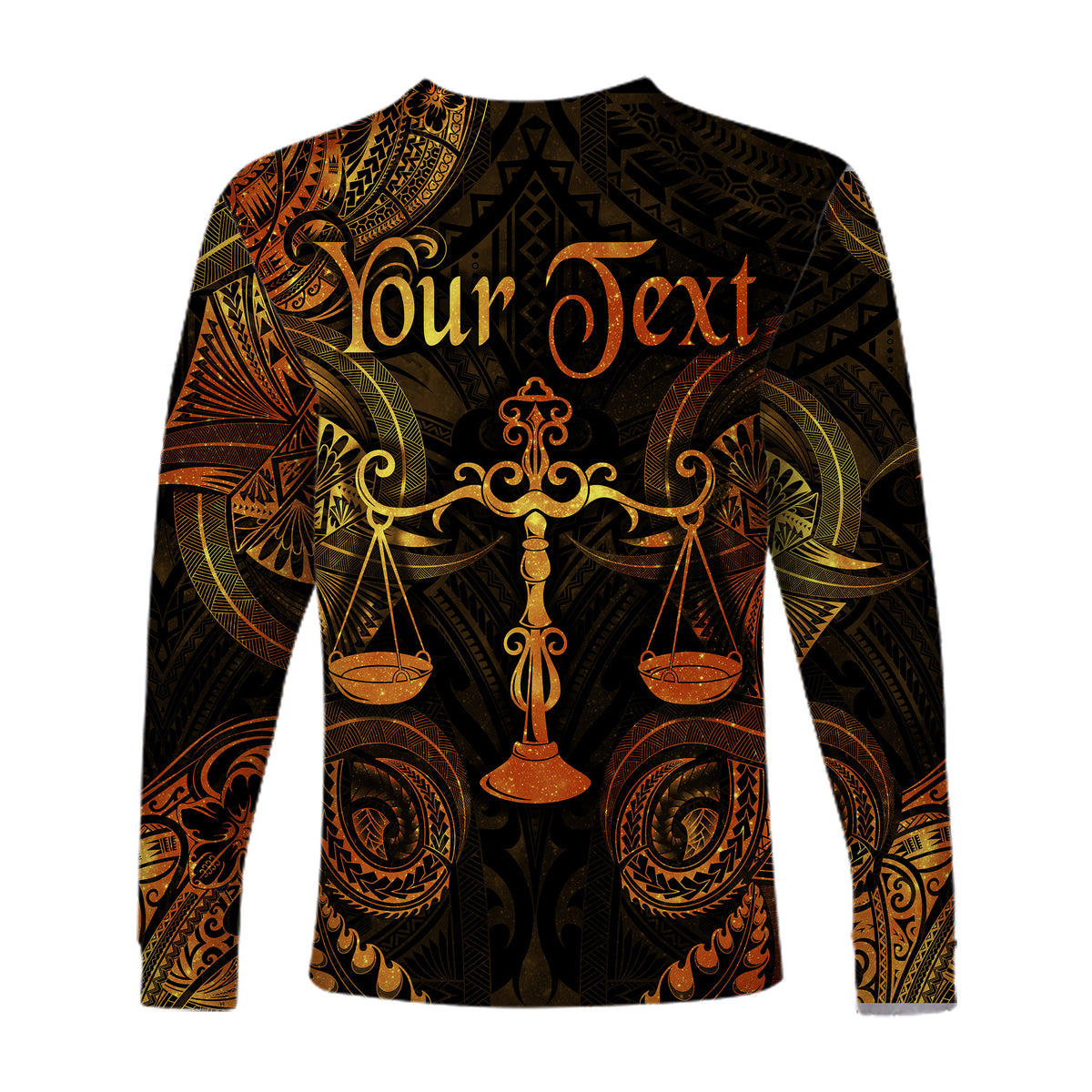 (Custom Personalised) Libra Zodiac Polynesian Long Sleeve Shirt Unique Style - Gold LT8 - Polynesian Pride