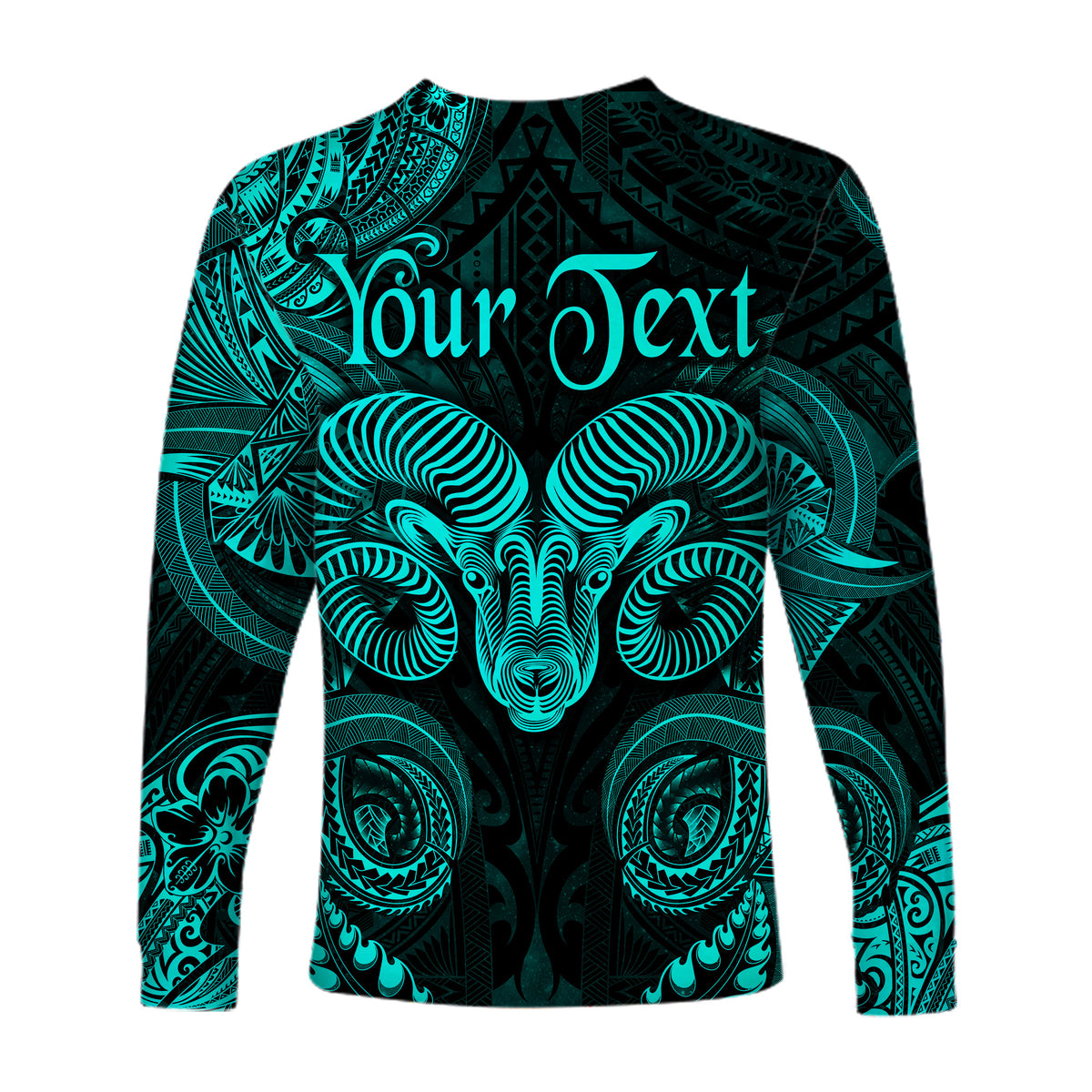 (Custom Personalised) Aries Zodiac Polynesian Long Sleeve Shirt Unique Style - Turquoise LT8 - Polynesian Pride