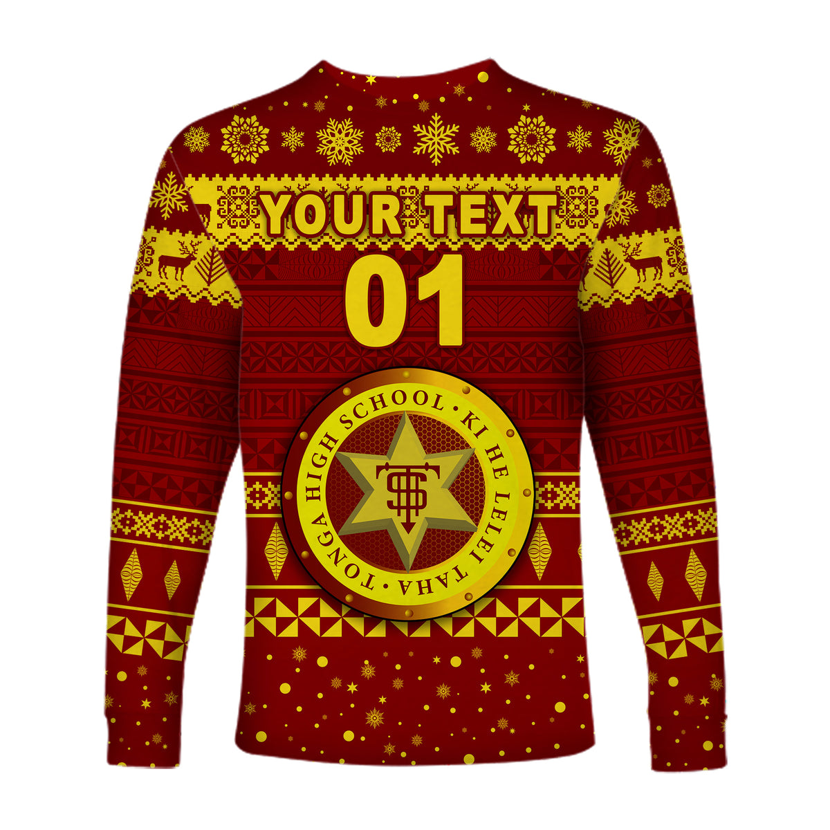 (Custom Personalised) Tonga High School Christmas Long Sleeve Shirt Simple Style LT8 - Polynesian Pride