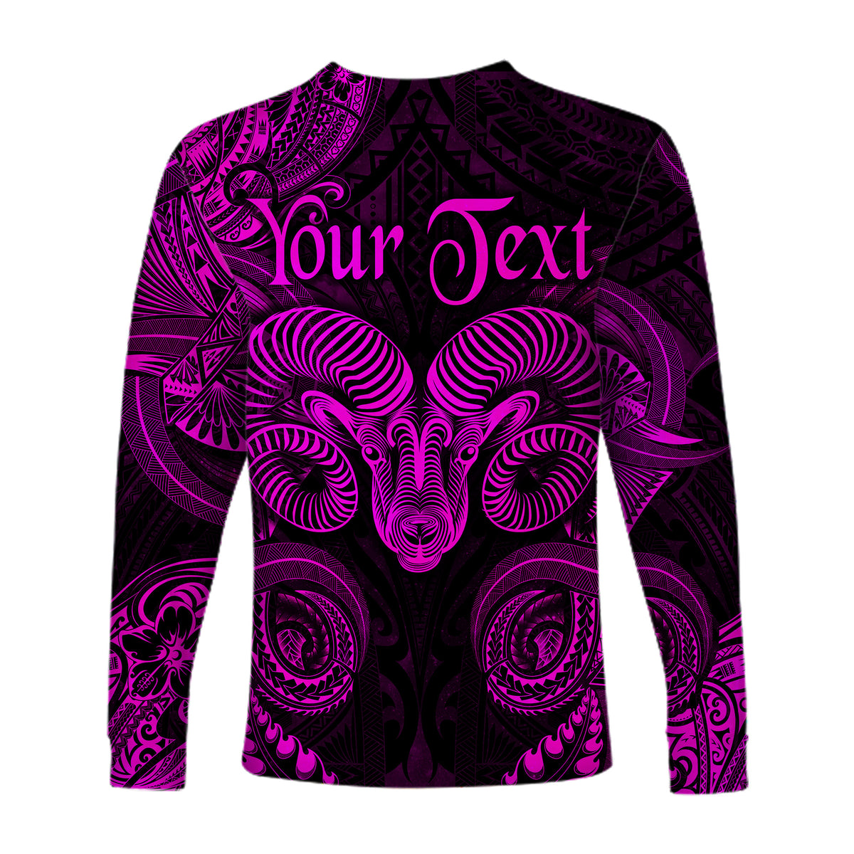 (Custom Personalised) Aries Zodiac Polynesian Long Sleeve Shirt Unique Style - Pink LT8 - Polynesian Pride