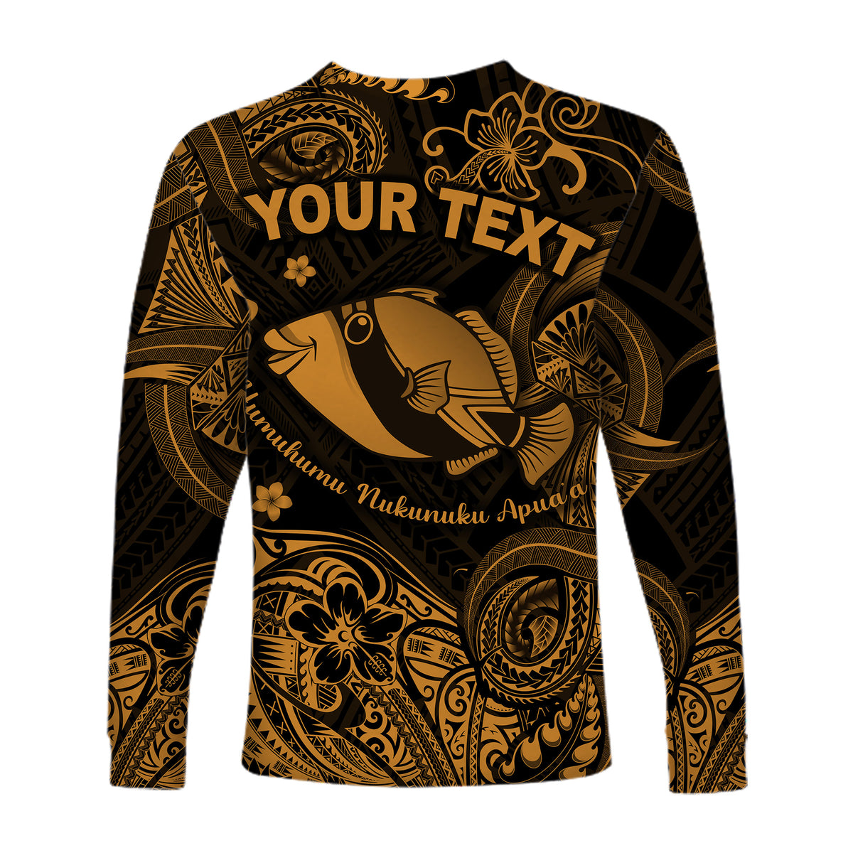 (Custom Personalised) Hawaii State Fish: Humuhumu Nukunuku Apua'a Polynesian Long Sleeve Shirt Unique Style - Gold LT8 - Polynesian Pride