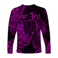 (Custom Personalised) Scorpio Zodiac Polynesian Long Sleeve Shirt Unique Style - Pink LT8 - Polynesian Pride