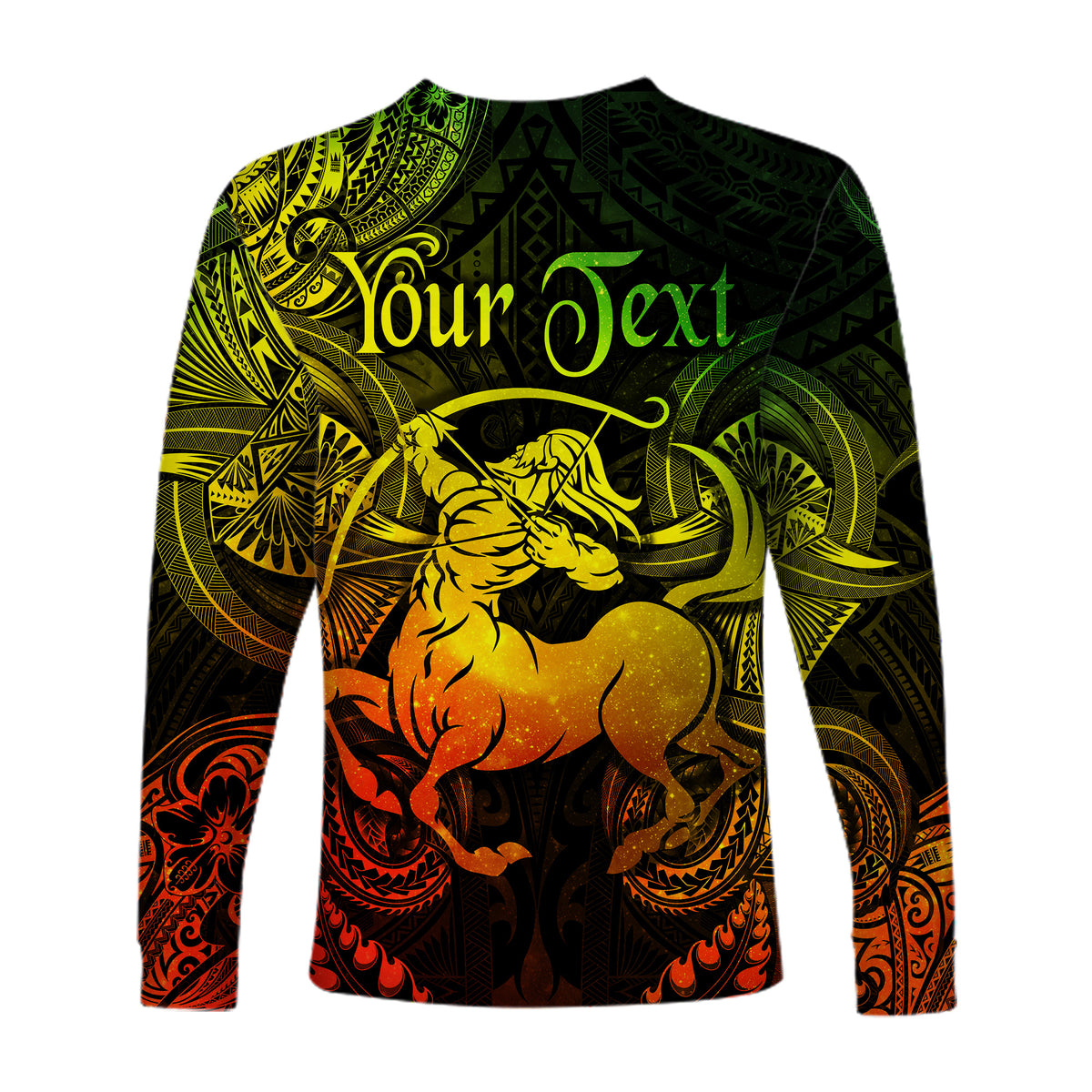 (Custom Personalised) Sagittarius Zodiac Polynesian Long Sleeve Shirt Unique Style - Reggae LT8 - Polynesian Pride