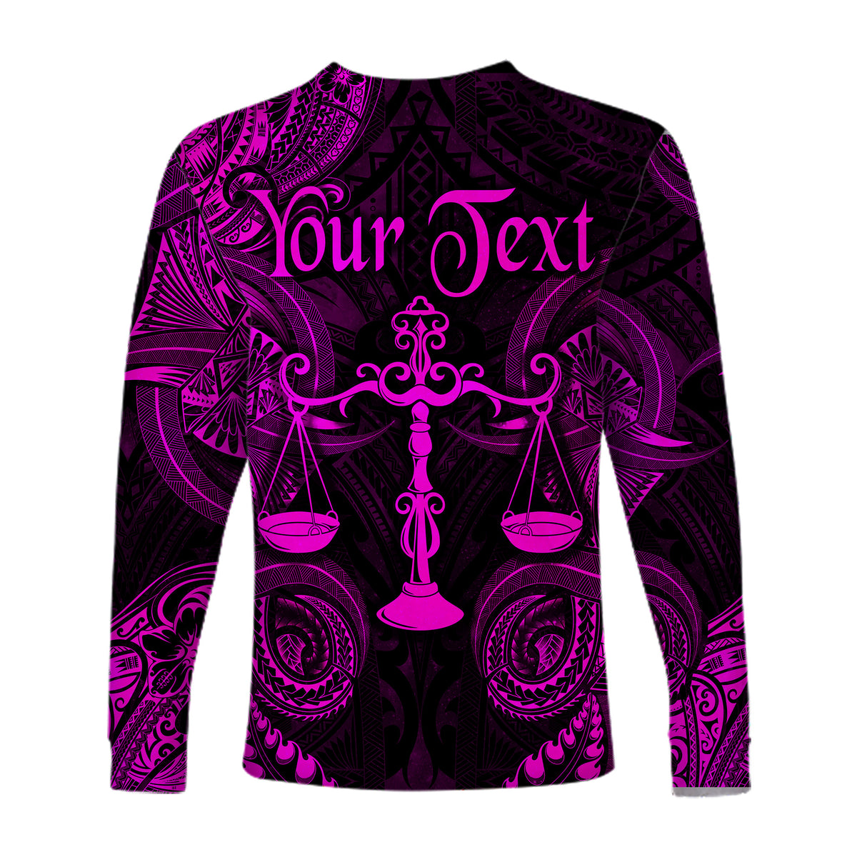 (Custom Personalised) Libra Zodiac Polynesian Long Sleeve Shirt Unique Style - Pink LT8 - Polynesian Pride