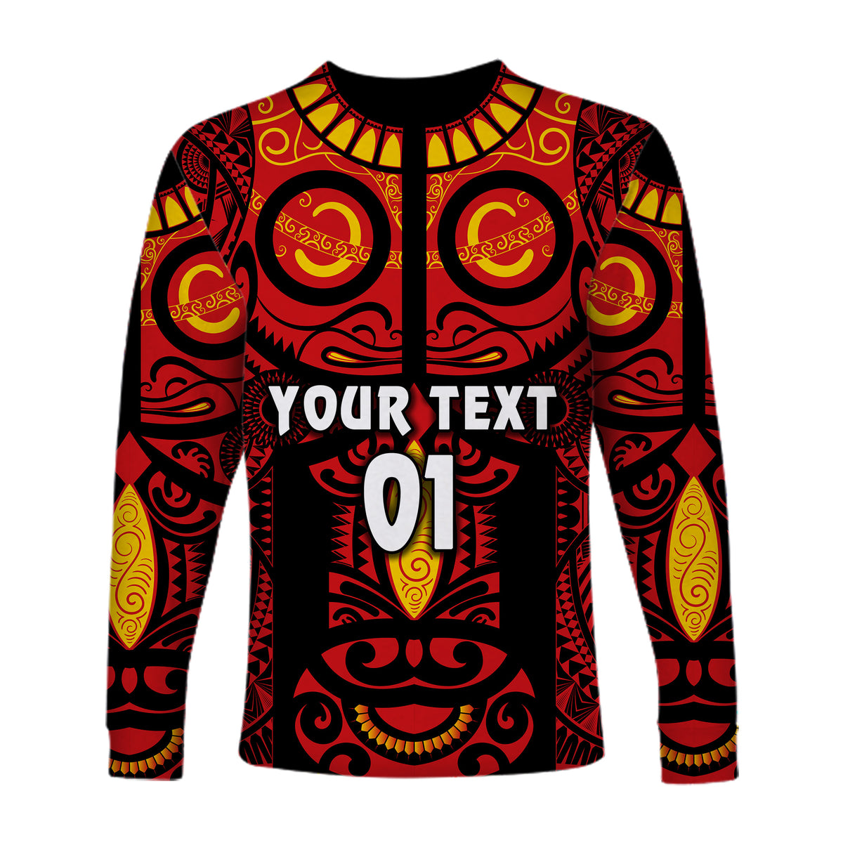 (Custom Personalised) Marquesas Islands Long Sleeve Shirt Marquesan Tattoo Original Style - Red LT8 - Polynesian Pride