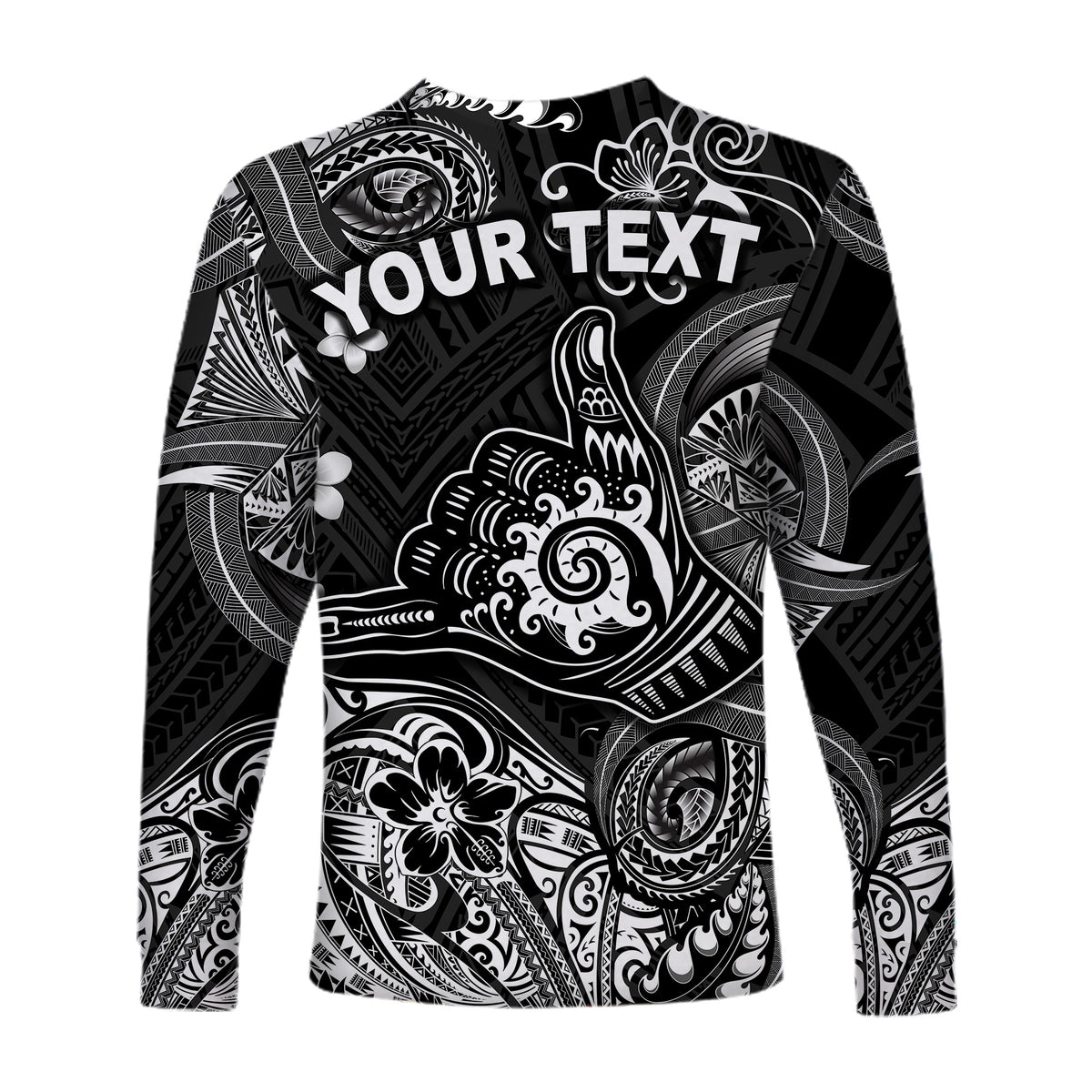 (Custom Personalised) Hawaii Shaka Polynesian Long Sleeve Shirt Unique Style - Black LT8 - Polynesian Pride