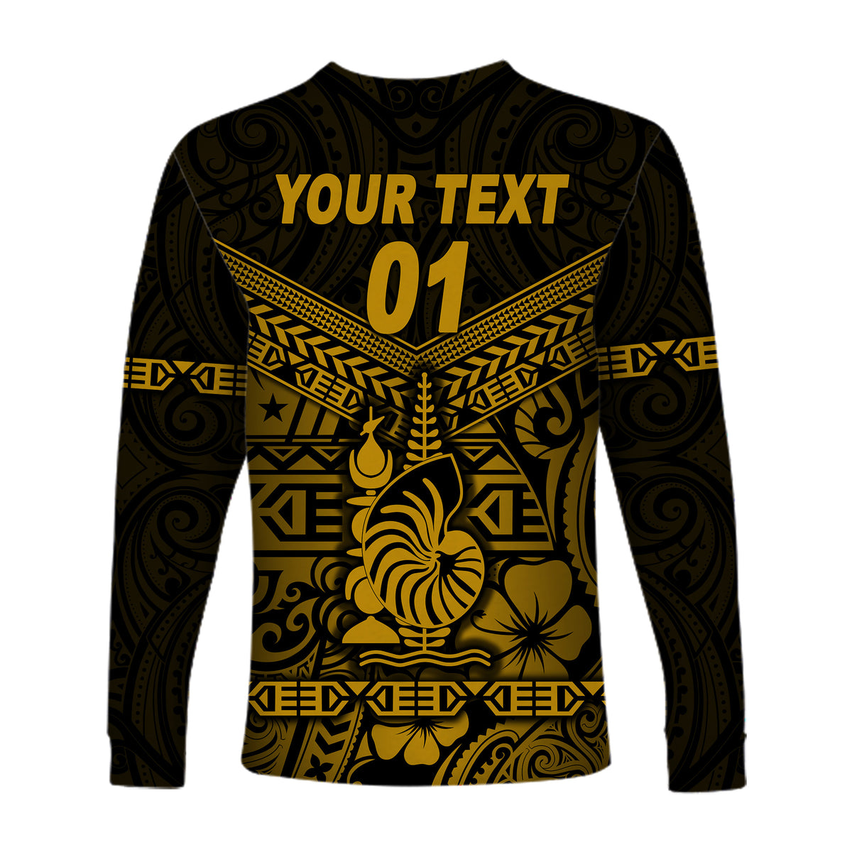 (Custom Personalised) New Caledonia Long Sleeve Shirts Simple Style - Gold LT8 - Polynesian Pride