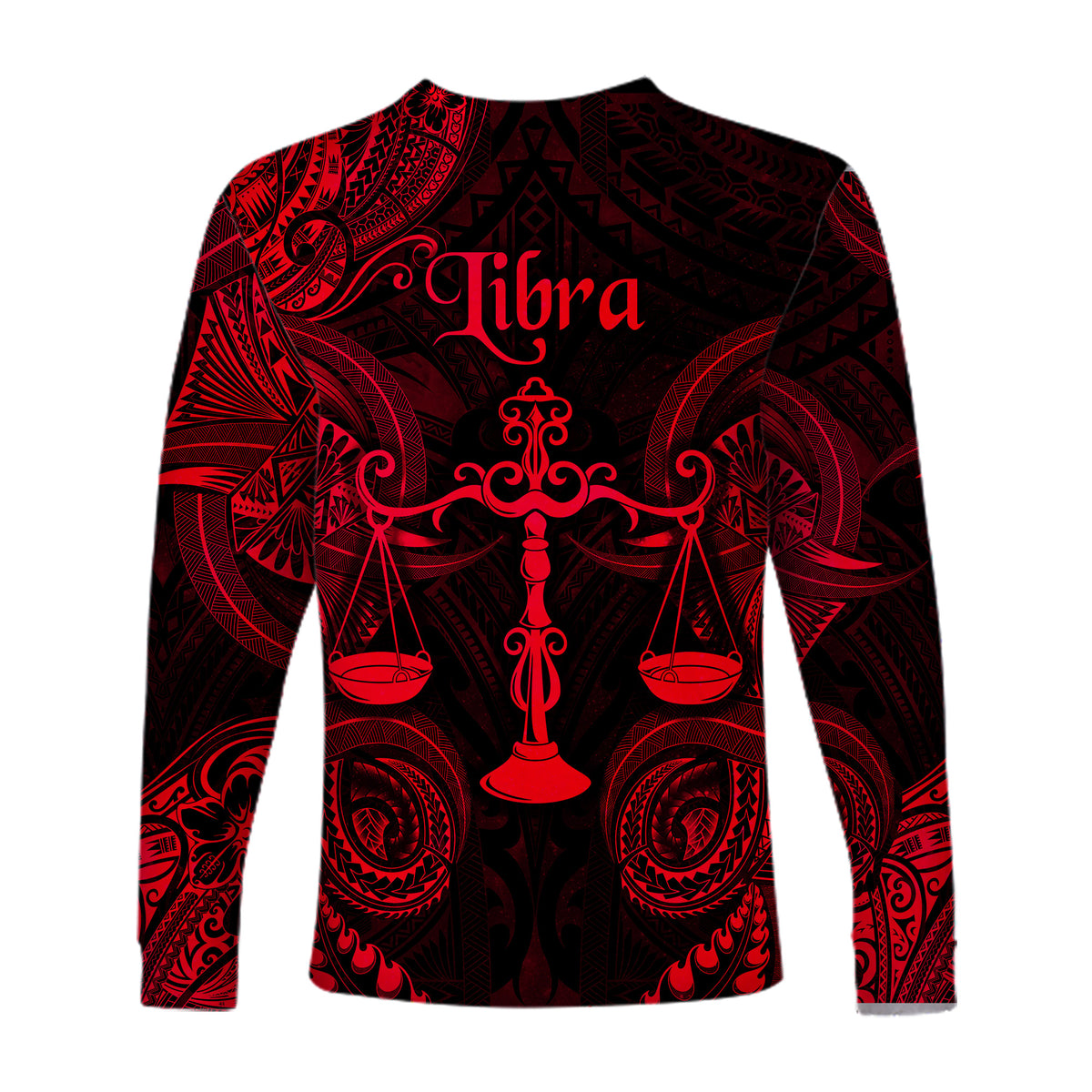 Libra Zodiac Polynesian Long Sleeve Shirt Unique Style - Red LT8 - Polynesian Pride