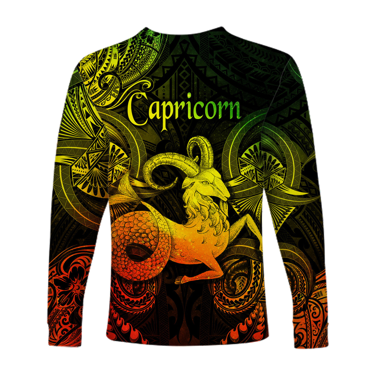 Capricorn Zodiac Polynesian Long Sleeve Shirt Unique Style - Reggae LT8 - Polynesian Pride