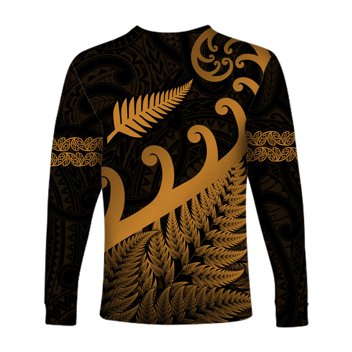 New Zealand Rugby Maori Long Sleeve Shirt Silver Fern Koru Vibes - Gold LT8 - Polynesian Pride