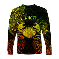 Cancer Zodiac Polynesian Long Sleeve Shirt Unique Style - Reggae LT8 - Polynesian Pride