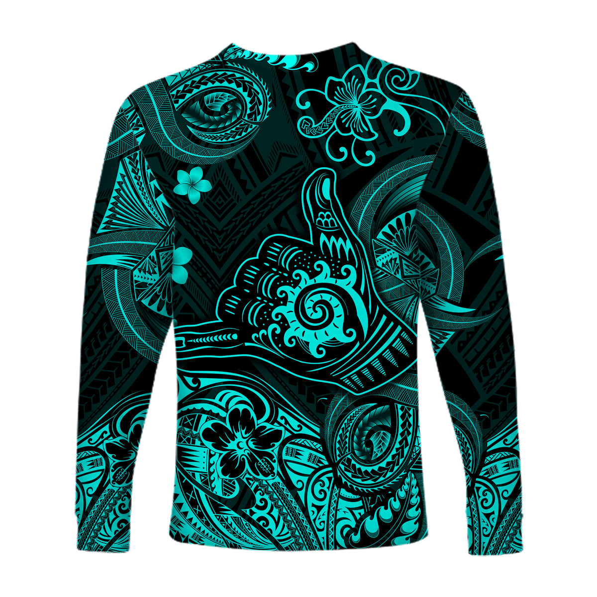 Hawaii Shaka Polynesian Long Sleeve Shirt Unique Style - Turquoise LT8 - Polynesian Pride