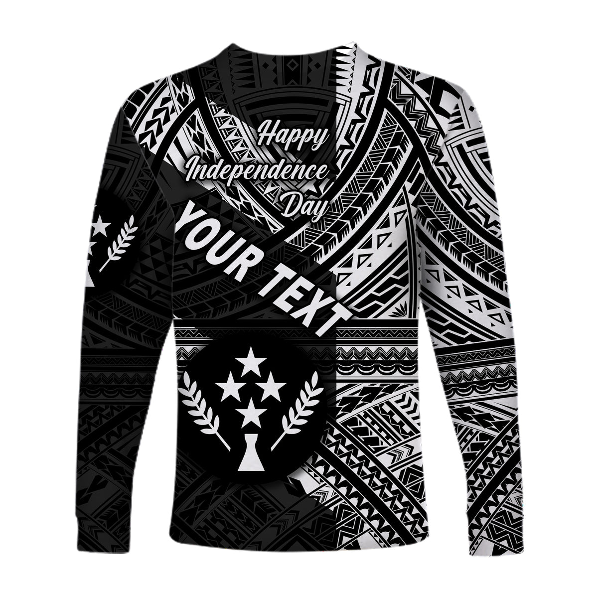 (Custom Personalised) FSM Kosrae Long Sleeve Shirts Happy Independence Day Original Vibes - Black LT8 - Polynesian Pride