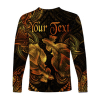 (Custom Personalised) Pisces Zodiac Polynesian Long Sleeve Shirt Unique Style - Gold LT8 - Polynesian Pride