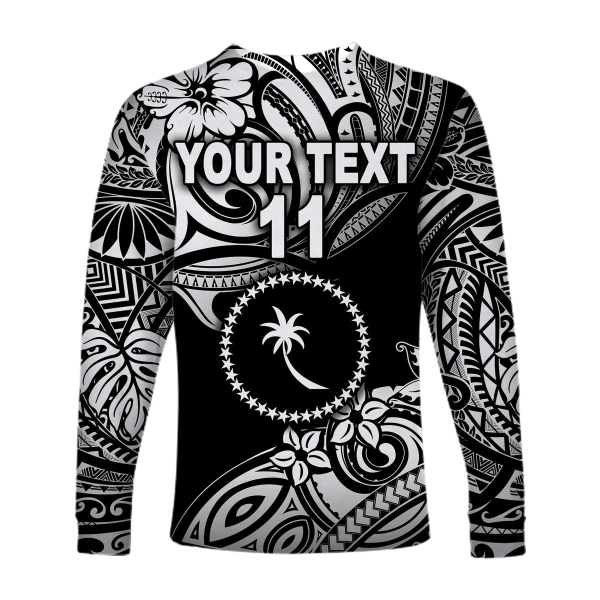 (Custom Personalised) FSM Chuuk Long Sleeve Shirts Unique Vibes - Black LT8 - Polynesian Pride
