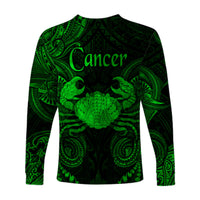 Cancer Zodiac Polynesian Long Sleeve Shirt Unique Style - Green LT8 - Polynesian Pride