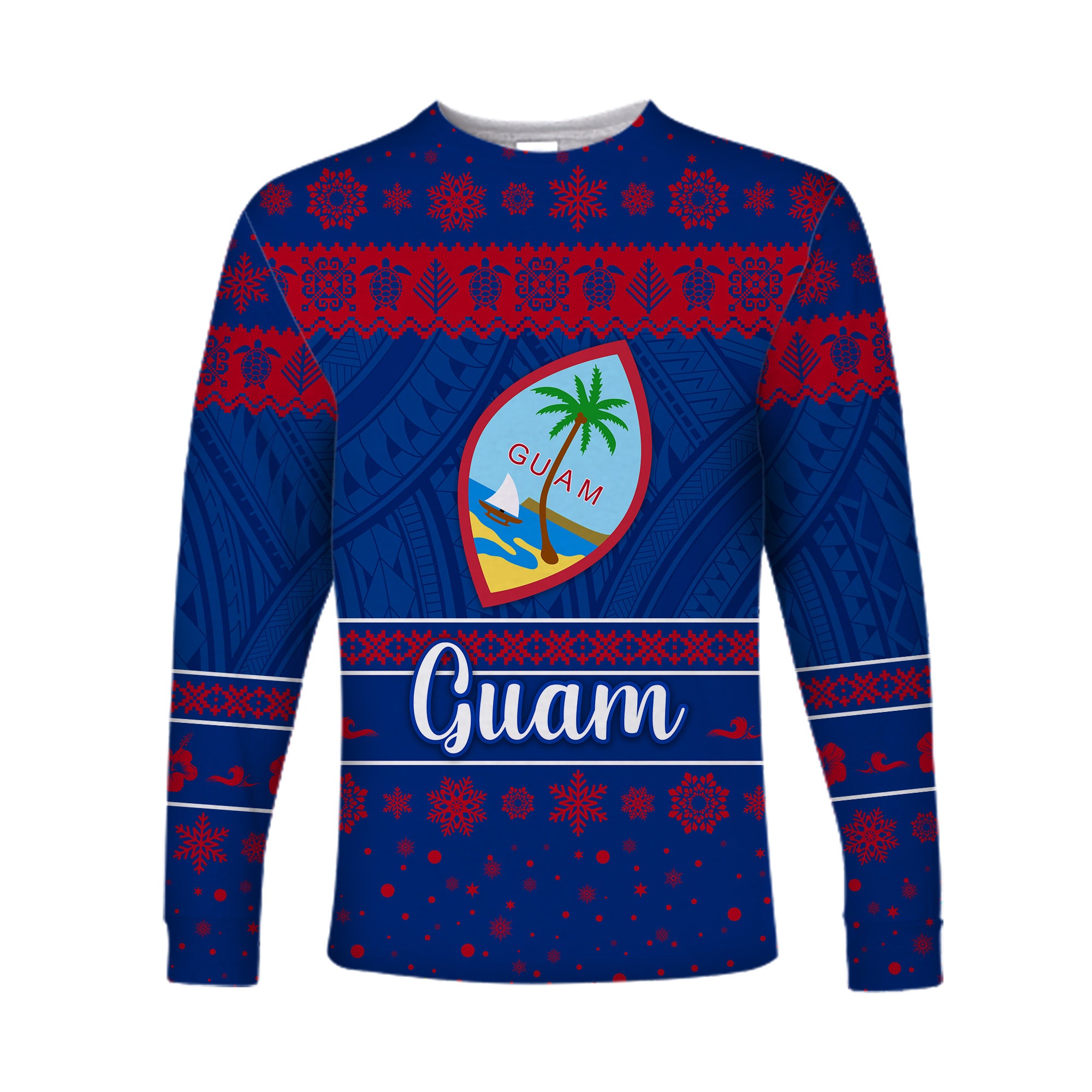 (Custom Personalised) Guam Christmas Long Sleeve Shirt Simple Style LT8 - Polynesian Pride
