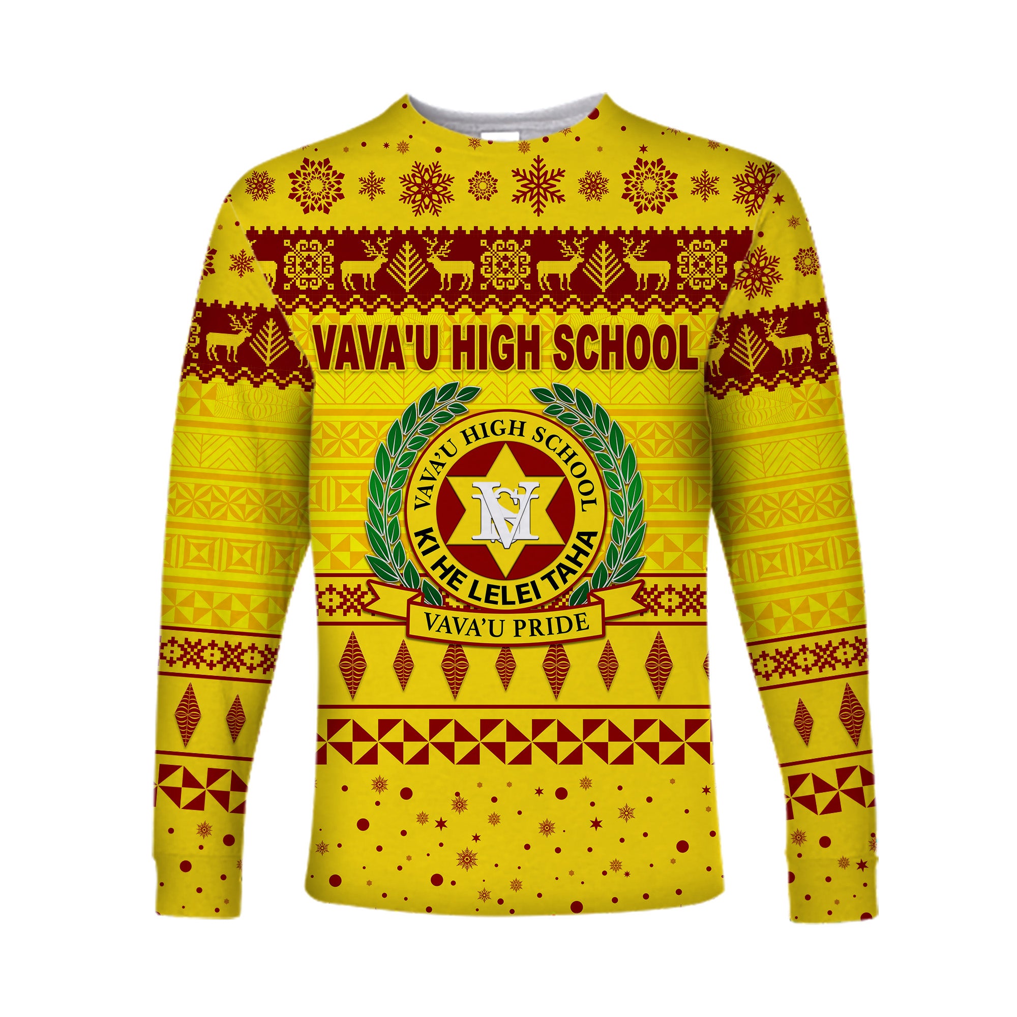 Vava'u High School Christmas Long Sleeve Shirt Simple Style - Gold LT8 Unisex Gold - Polynesian Pride