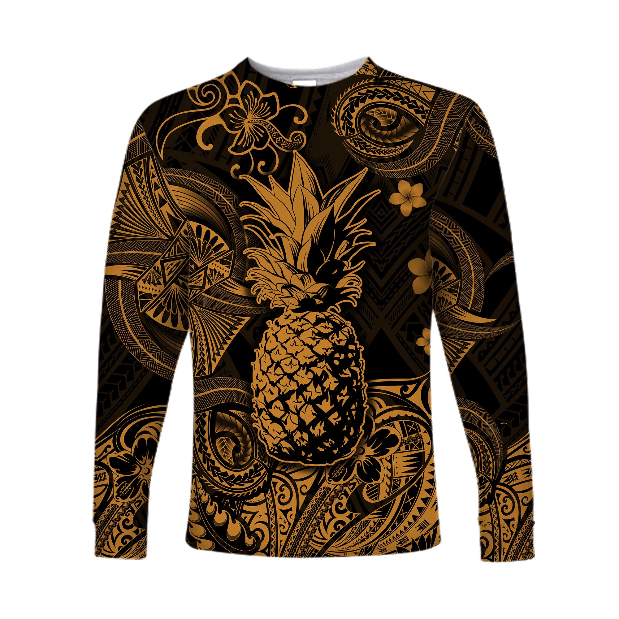 (Custom Personalised) Hawaii Pineapple Polynesian Long Sleeve Shirt Unique Style - Gold LT8 Unisex Gold - Polynesian Pride