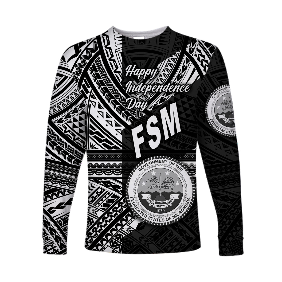 Federated States of Micronesia Long Sleeve Shirts FSM Happy Independence Day Original Vibes - Black LT8 - Polynesian Pride