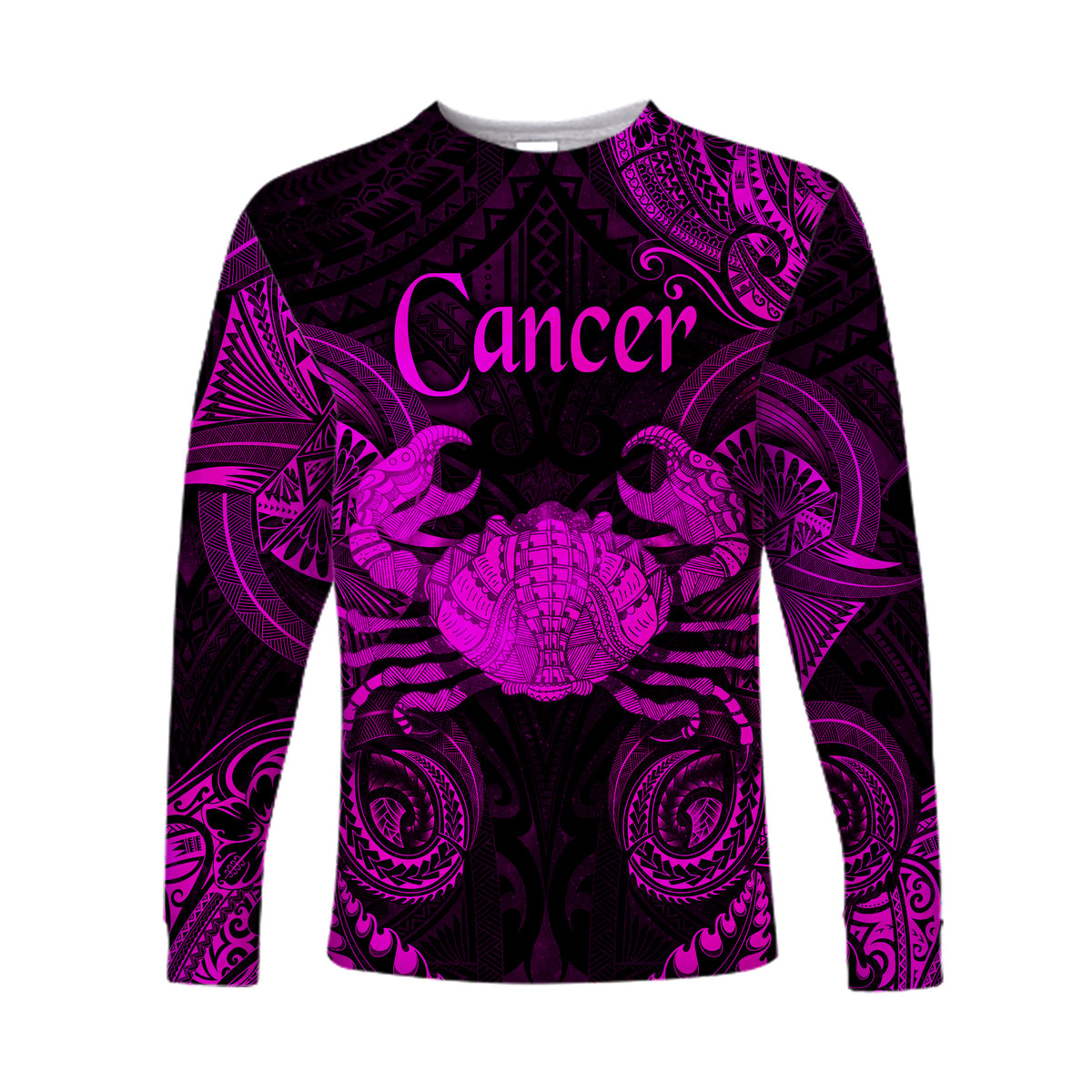(Custom Personalised) Cancer Zodiac Polynesian Long Sleeve Shirt Unique Style - Pink LT8 Unisex Pink - Polynesian Pride