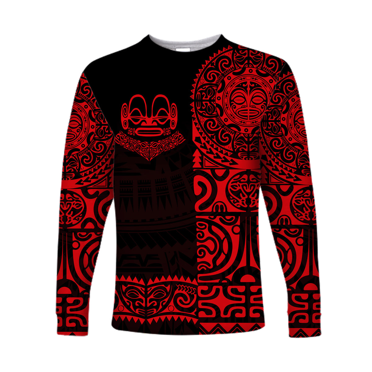 (Custom Personalised) Marquesas Islands Long Sleeve Shirt Marquesan Tattoo Unique Style - Red LT8 - Polynesian Pride