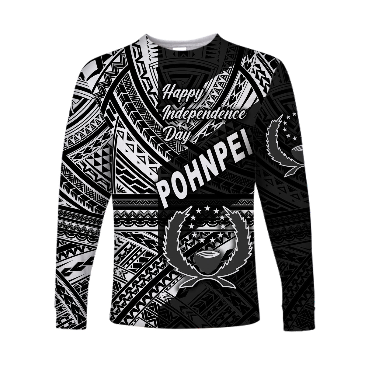 (Custom Personalised) FSM Pohnpei Long Sleeve Shirts Happy Independence Day Original Vibes - Black LT8 - Polynesian Pride