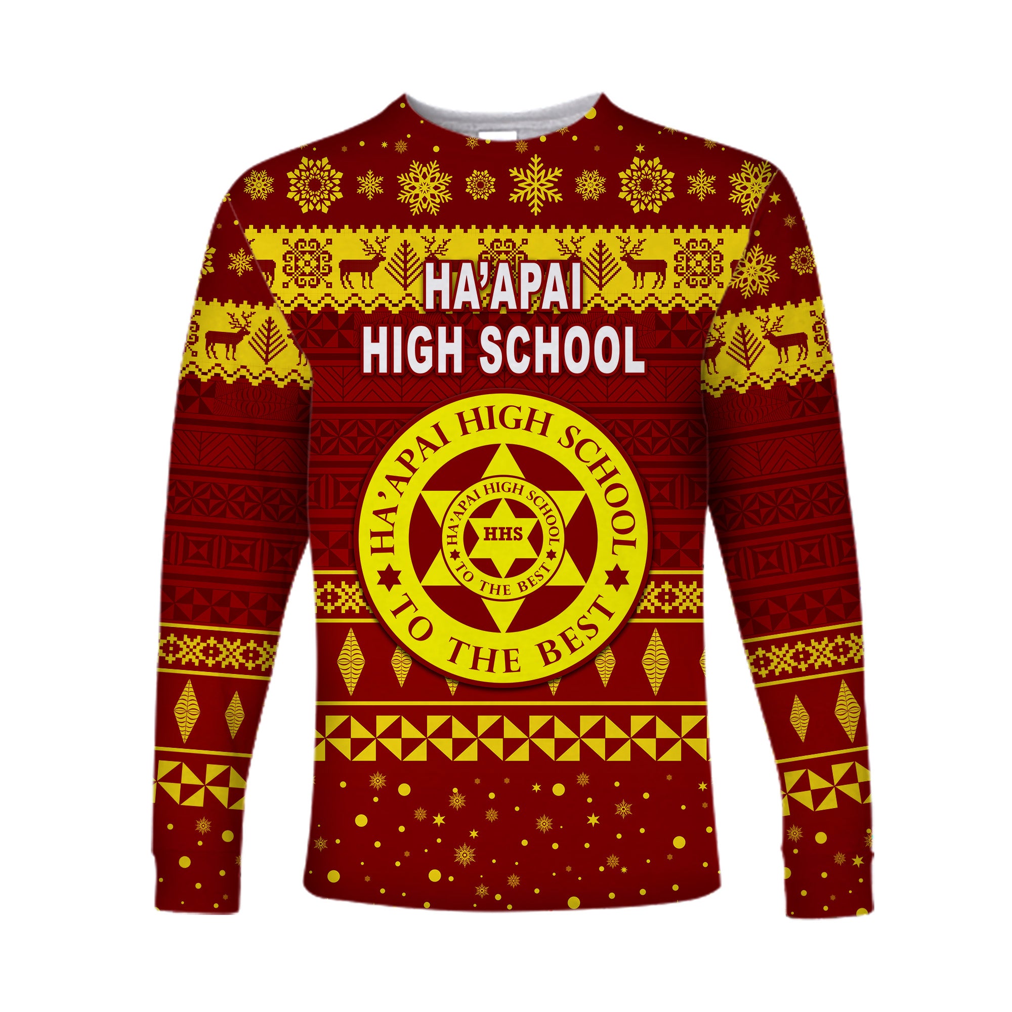 (Custom Personalised) Ha'apai High School Christmas Long Sleeve Shirt Simple Style LT8 Unisex Green - Polynesian Pride