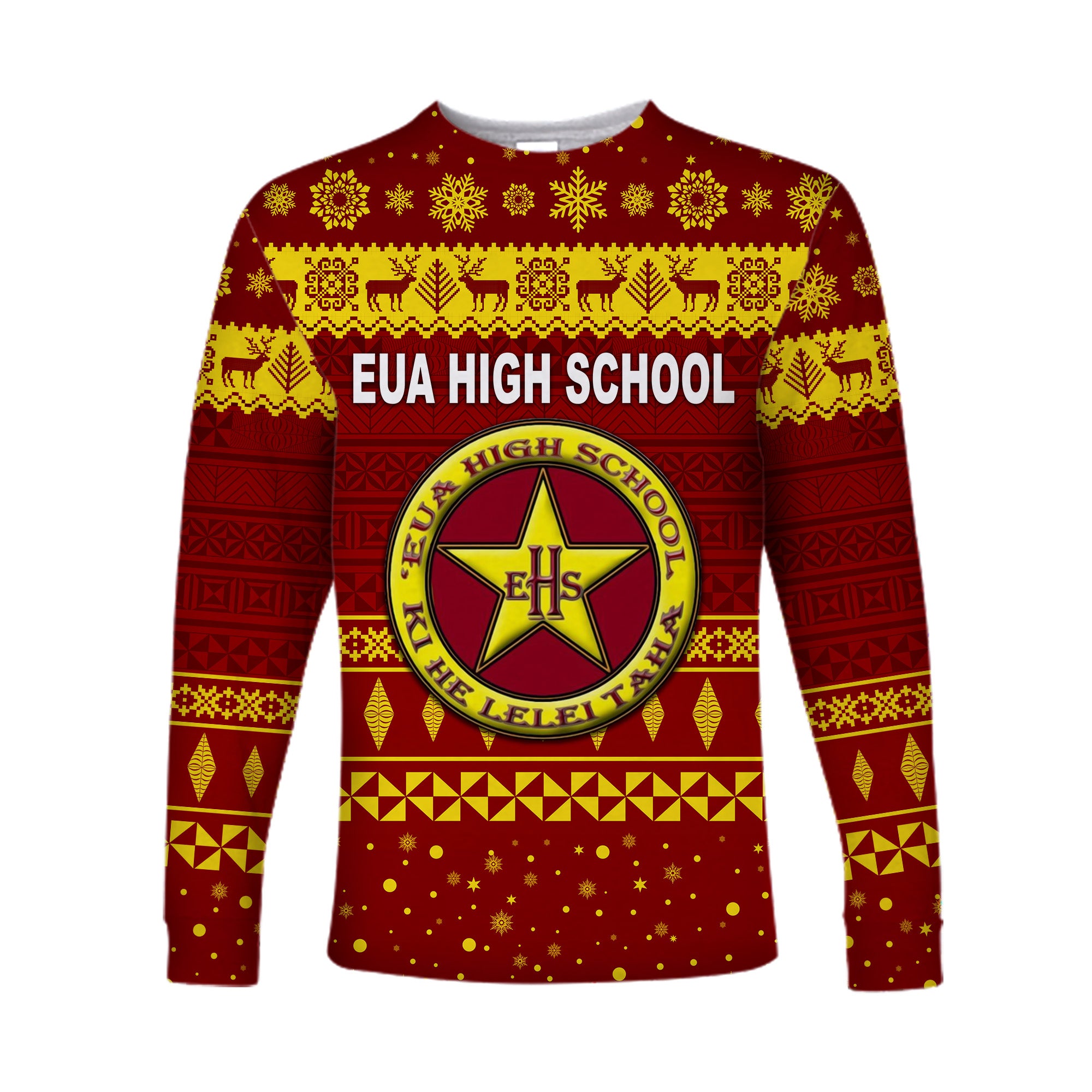 (Custom Personalised) Eua High School Christmas Long Sleeve Shirt Simple Style LT8 Unisex Green - Polynesian Pride