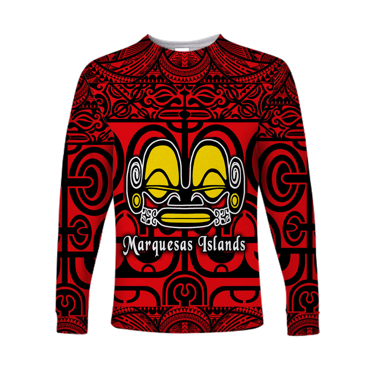 Marquesas Islands Long Sleeve Shirt Marquesan Tattoo Simple Style - Red LT8 - Polynesian Pride