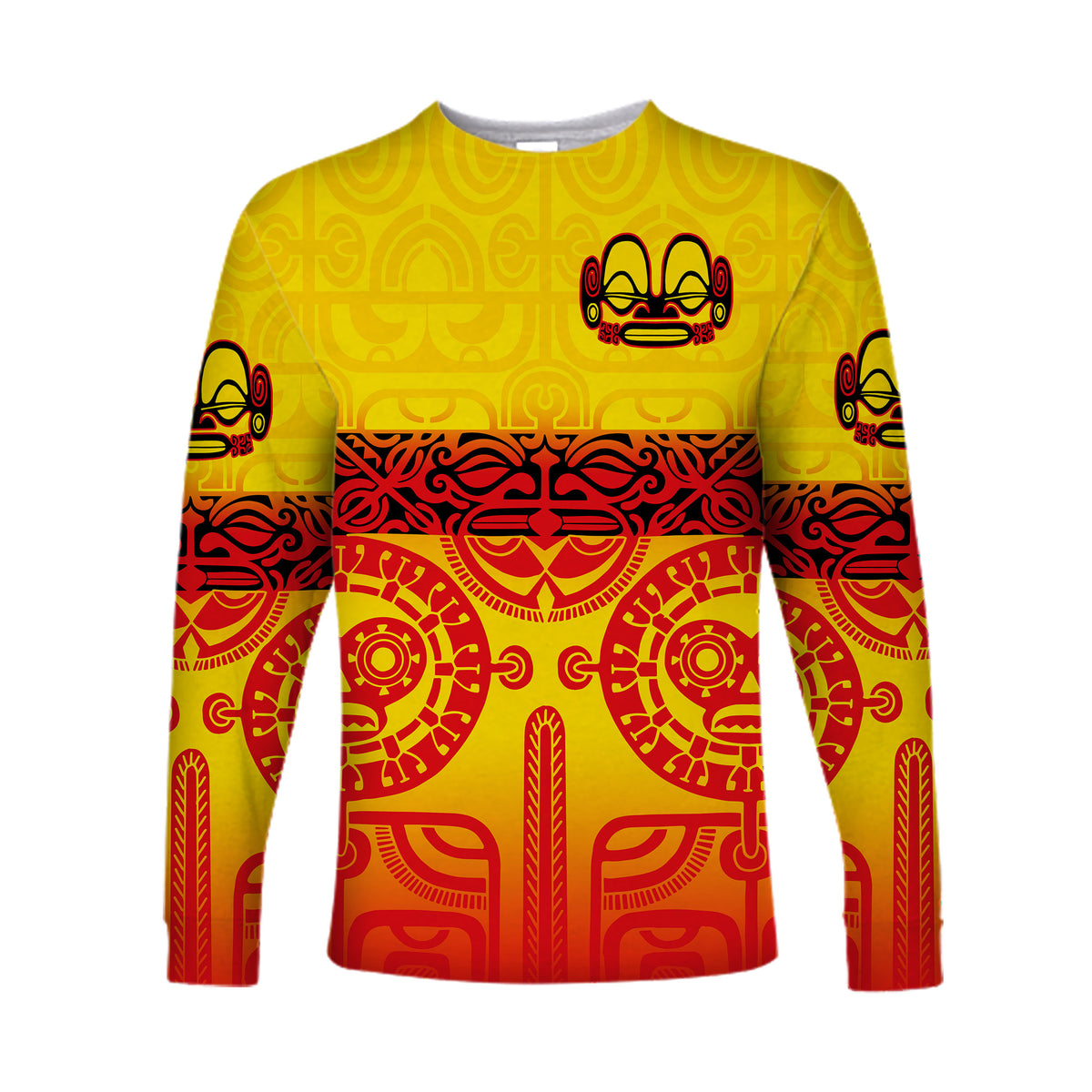 Marquesas Islands Long Sleeve Shirt Marquesan Tattoo Special Style - Gradient Yellow LT8 - Polynesian Pride