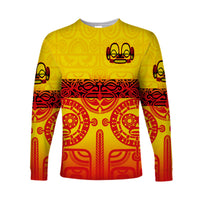 Marquesas Islands Long Sleeve Shirt Marquesan Tattoo Special Style - Gradient Yellow LT8 - Polynesian Pride