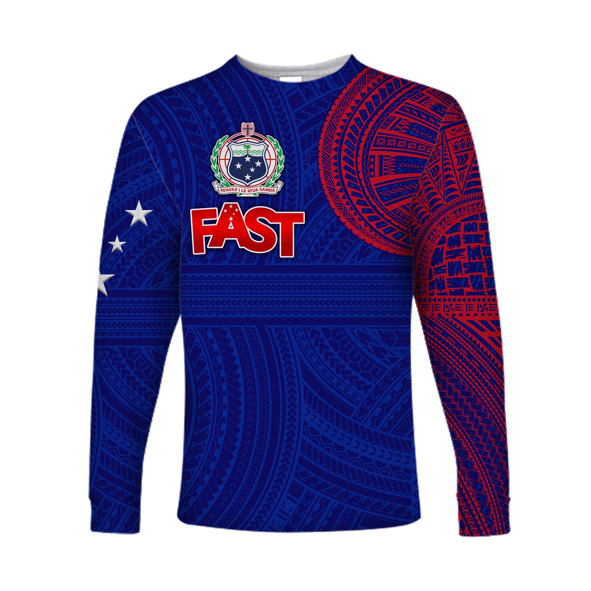 (Custom Personalised) Samoa FAST Party Long Sleeve Shirt Original Style LT8 Unisex Blue - Polynesian Pride