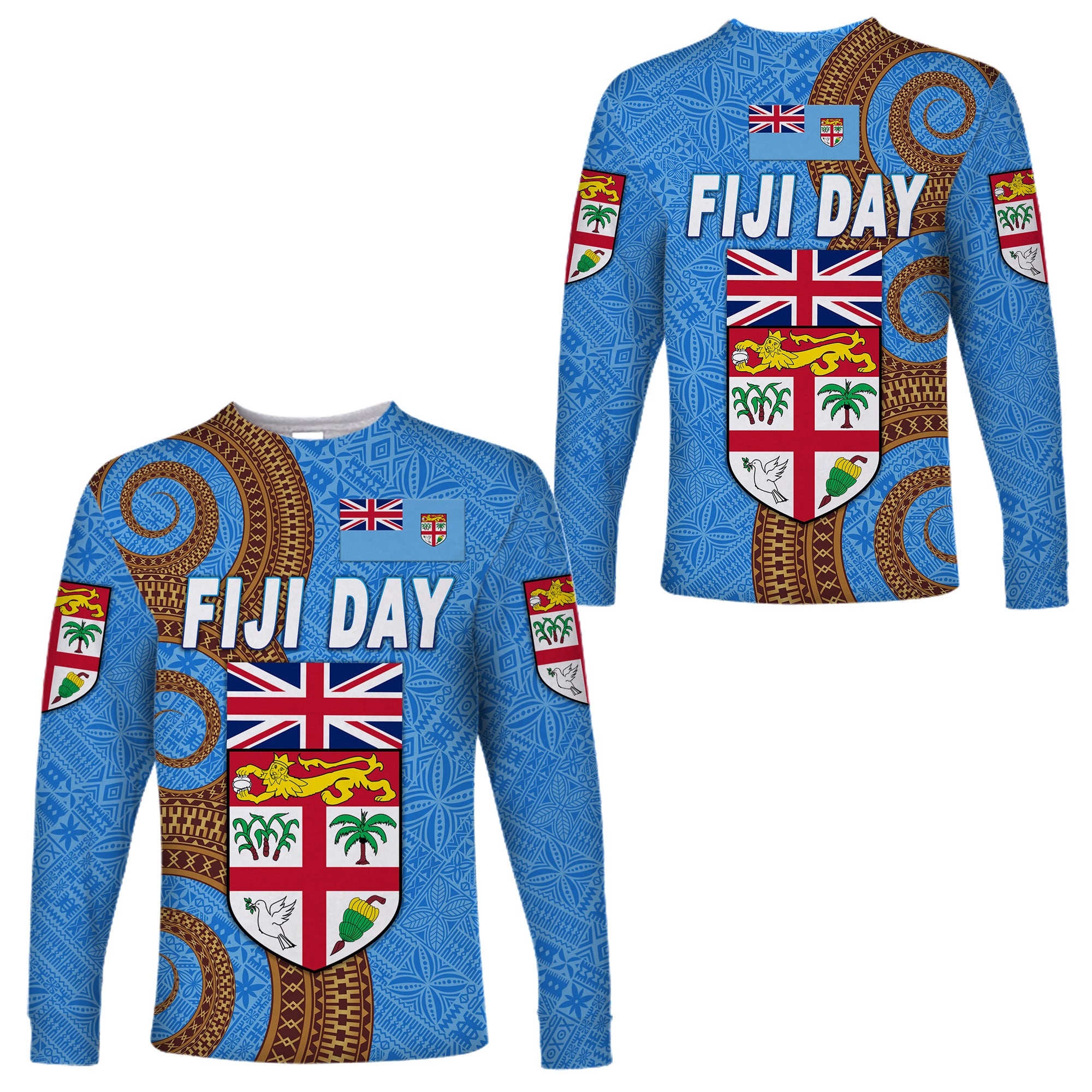 Fiji Day Long Sleeve Shirts Independence Anniversary Simple Style LT8 Unisex Blue - Polynesian Pride